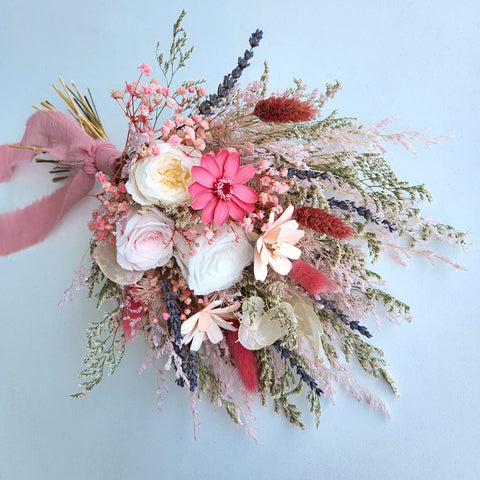 Pink Dried Flower Bouquet, Wedding Bouquet, Wedding Floral Arrangement