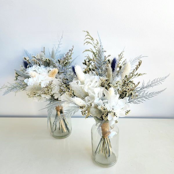 Rustic Dusty Blue Dried Flower Bouquet, Wedding & Event Decoration
