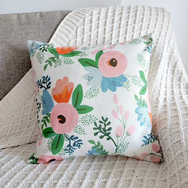 Floral Cushion Cover, Flower Decorative Thrown Pillow Case