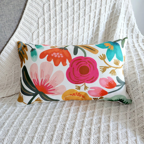 Botanical Cushion Cover, Floral Decorative Cushion Cover, Rectangle Throw Pillow
