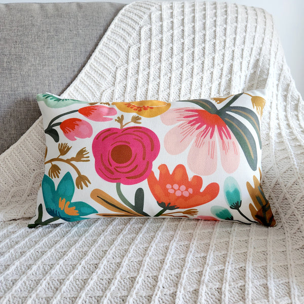 Botanical Cushion Cover, Floral Decorative Cushion Cover, Rectangle Throw Pillow