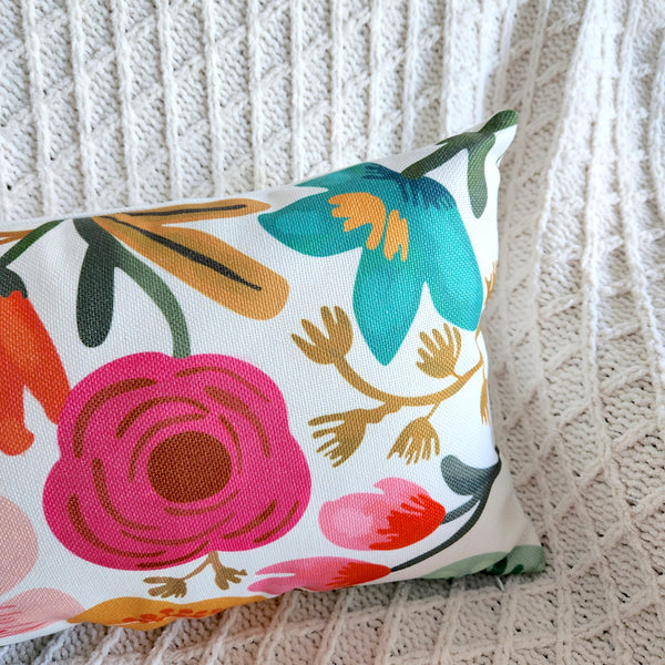 Botanical Cushion Cover, Floral Decorative Cushion Cover, Rectangle Throw Pillow