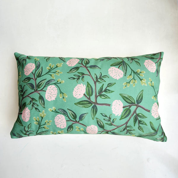 Floral Rectangle Cushion Cover, Green Decorative Cushion Cover, Farmhouse Throw Pillowcase