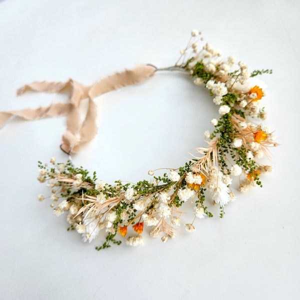 Natural Colour Dried Flower Crown, Flower Halo, Wedding Flower, Kid's Birthday