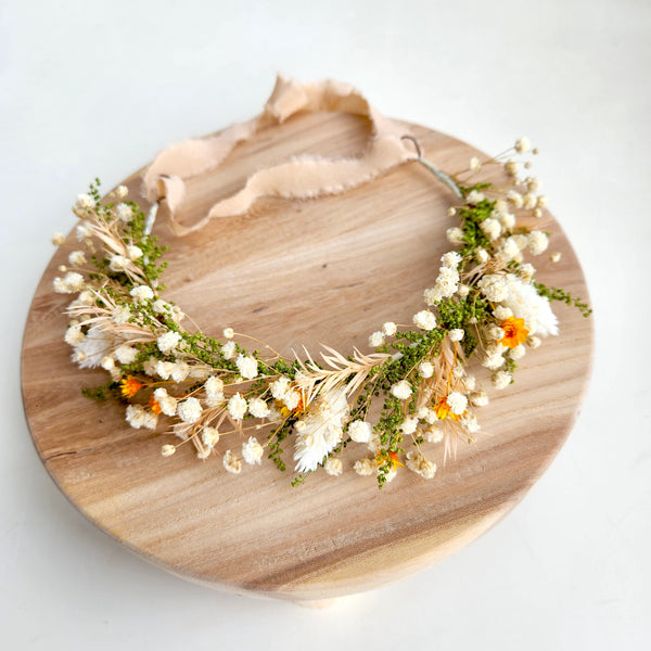 Natural Colour Dried Flower Crown, Flower Halo, Wedding Flower, Kid's Birthday