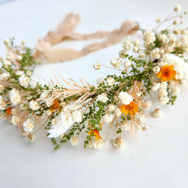 Natural Colour Dried Flower Crown, Flower Halo, Wedding Flower, Kid's Birthday