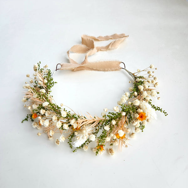 Natural Colour Dried Flower Crown, Flower Halo, Wedding Flower, Kid's Birthday