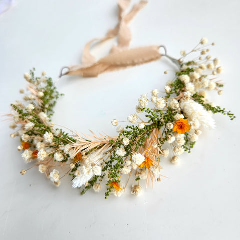 Natural Colour Dried Flower Crown, Flower Halo, Wedding Flower, Kid's Birthday