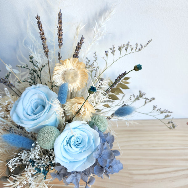 Baby Blue Dried Flower Arrangement, Table Flower, Interior Decoration, Gift Ideas