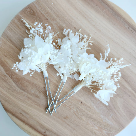 Dried Flower Hair Pins, Ivory, Cream, Wedding Headpiece, Hair Accessories