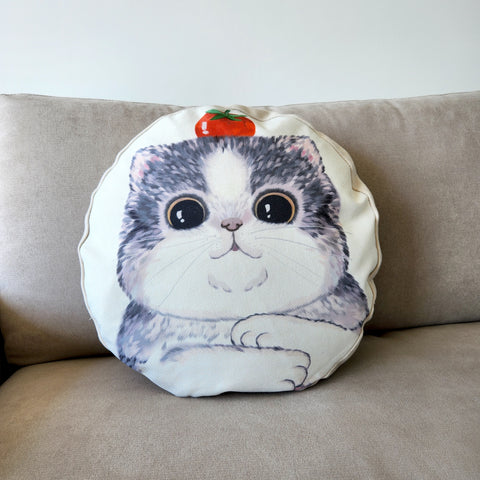 Cute Kitten Round Cushion Cover, Decorative Cushion Cover, Round Thrown Pillow Case, 45cmD