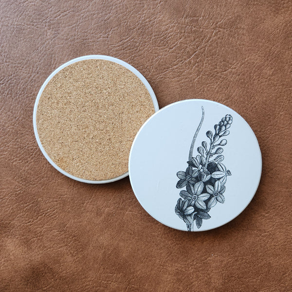 Floral Ceramic Coaster Set of 2, Housewarming Gift, Wedding Gift, Gift for Her