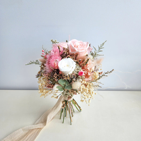 Blush Dried Flower Bouquet, Wedding Bouquet, Wedding Floral Arrangement