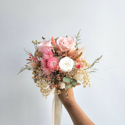 Blush Dried Flower Bouquet, Wedding Bouquet, Wedding Floral Arrangement