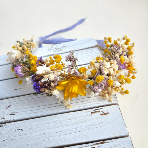 Lilac Child Dried Flower Crown, Wedding Flower, Kid's Birthday Flower