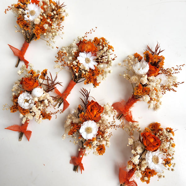Autumn Wildflower Bouquet, Burnt Orange Dried Flower Bouquet, Wedding Flower Bouquet