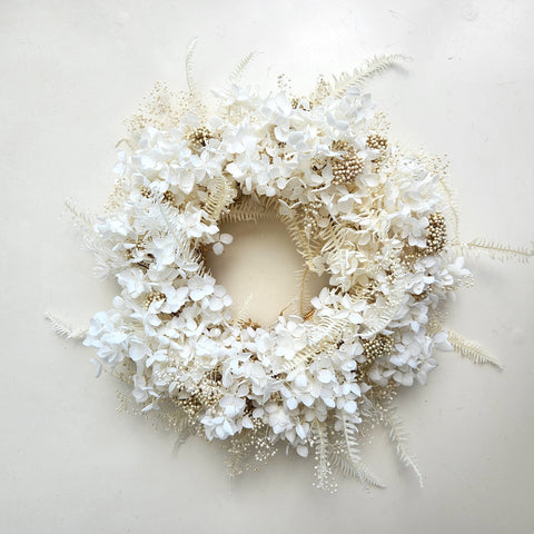 Ivory Dried Flower Wreath, Wall Decoration, Home Decoration