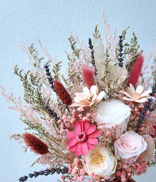 Pink Dried Flower Bouquet, Wedding Bouquet, Wedding Floral Arrangement