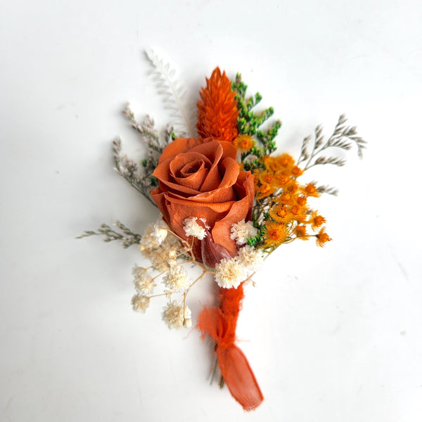 Rustic Dried Flower Bouquet, Burnt Orange, Wedding Flower Arrangement