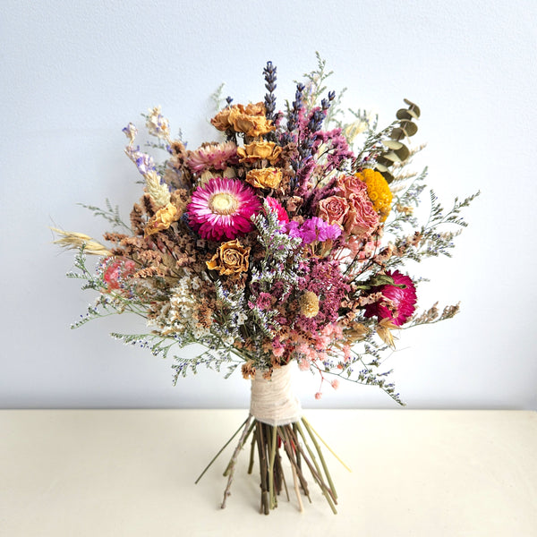 Rustic Purple Wildflower Bouquet, Boho Dried Flower Bouquet, Wedding Flower