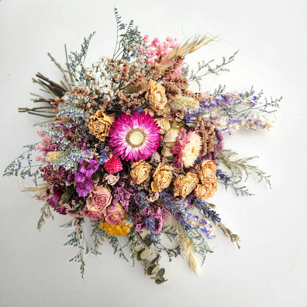 Rustic Purple Wildflower Bouquet, Boho Dried Flower Bouquet, Wedding Flower