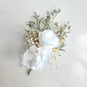 White & Green Dried Flower Bouquet, Country Wedding Flower