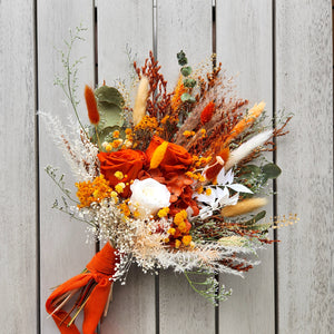 Burnt Orange Dried Flower Wedding Bouquet