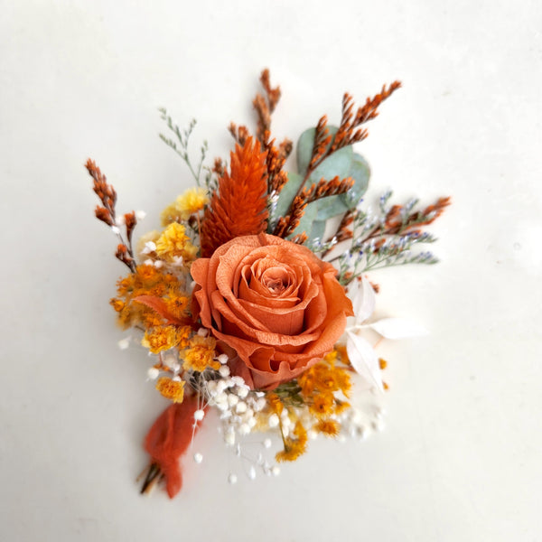 Burnt Orange Dried Flower Wedding Bouquet
