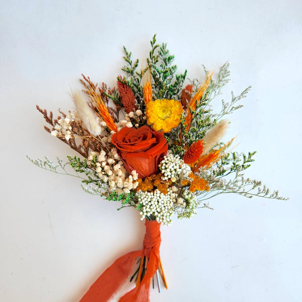 Rustic Dried Flower Bouquet, Burnt Orange, Wedding Flower Arrangement