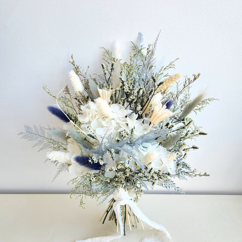 Rustic Dusty Blue Dried Flower Bouquet, Wedding & Event Decoration
