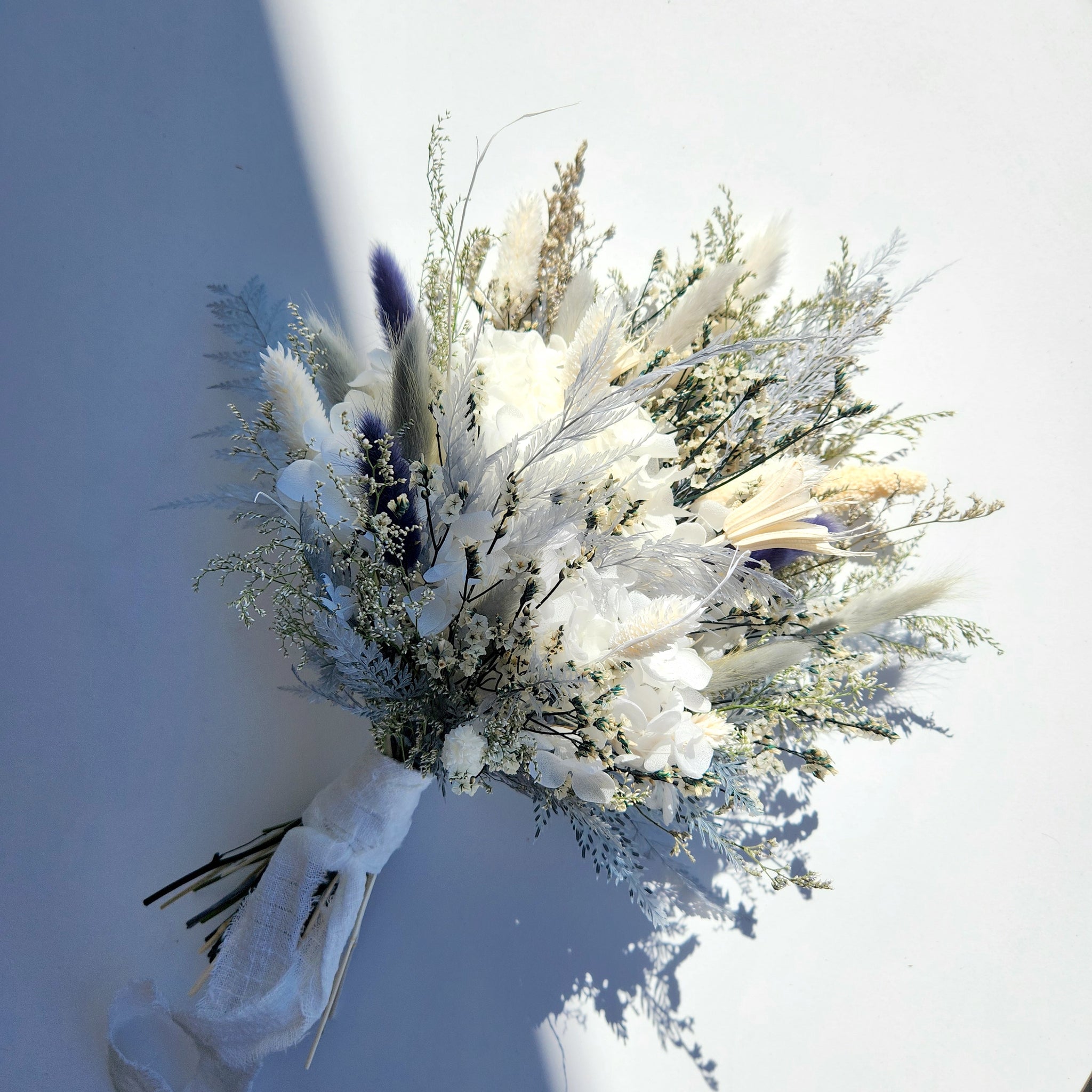 Rustic Dusty Blue Dried Flower Bouquet, Wedding & Event Decoration