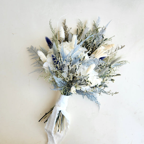 Rustic Dusty Blue Dried Flower Bouquet, Wedding & Event Decoration