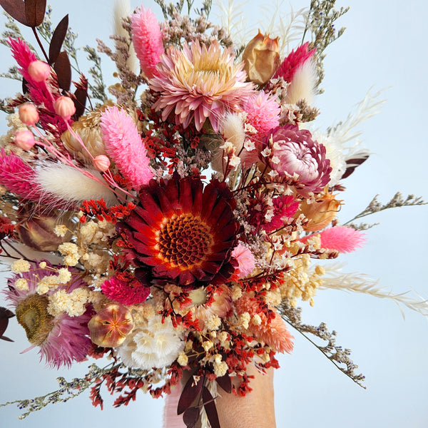 Boho Maroon Bouquet, Pink, Dried Flower Bouquet, Wedding Flower