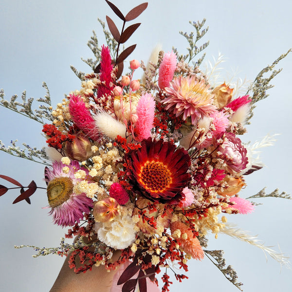 Boho Maroon Bouquet, Pink, Dried Flower Bouquet, Wedding Flower