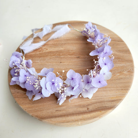 Pale Lavender Dried Flower Crown, Dainty Flower Halo, Wedding Headpiece