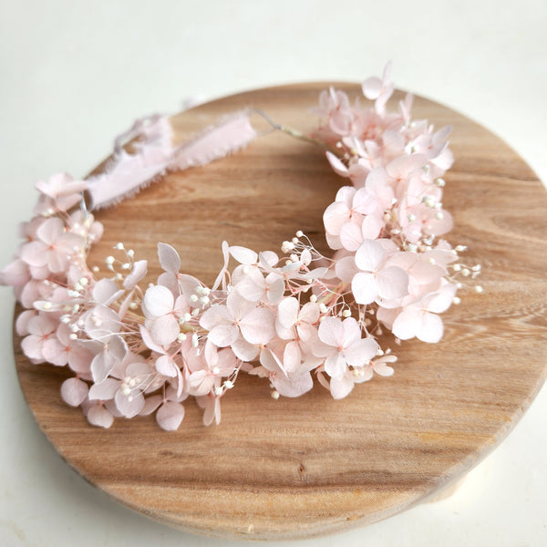 Hydrangea Dried flower crown, Flower Halo, Wedding Headpiece, White/ Ivory, Pink