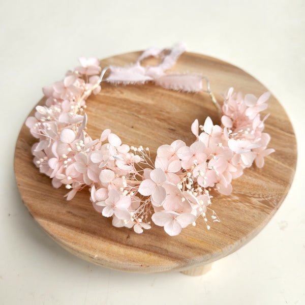 Hydrangea Dried flower crown, Flower Halo, Wedding Headpiece, White/ Ivory, Pink