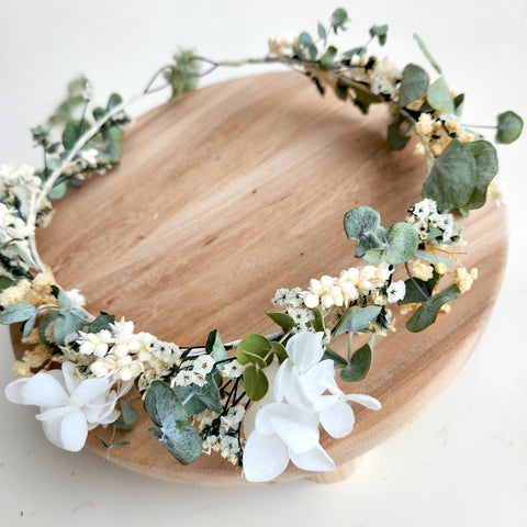 Eucalyptus Flower Crown, Green and White Dainty Flower, Wedding Flower, Event Flower