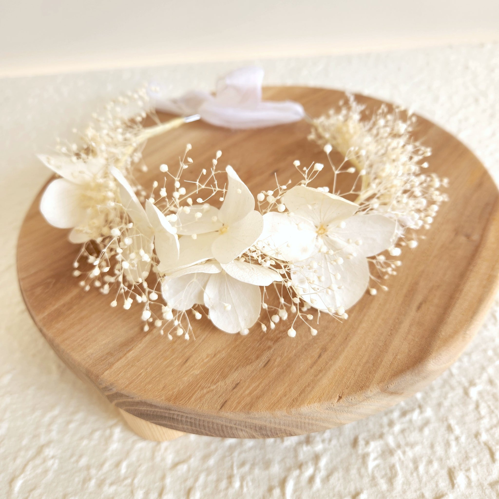 Dainty Ivory Dried Flower Crown, Wedding Headpiece, Kid's Birthday