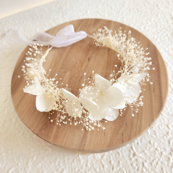 Dainty Ivory Dried Flower Crown, Wedding Headpiece, Kid's Birthday