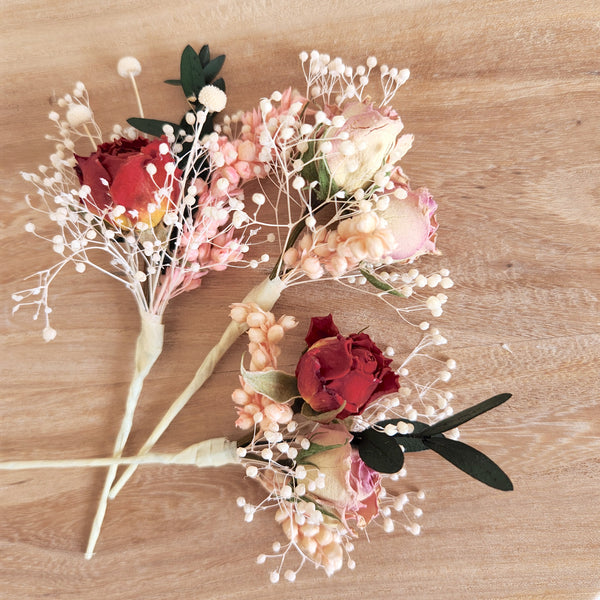 Dried Rose  Hair Pins, Maroon, Blush, Wedding Headpiece, Hair Accessories