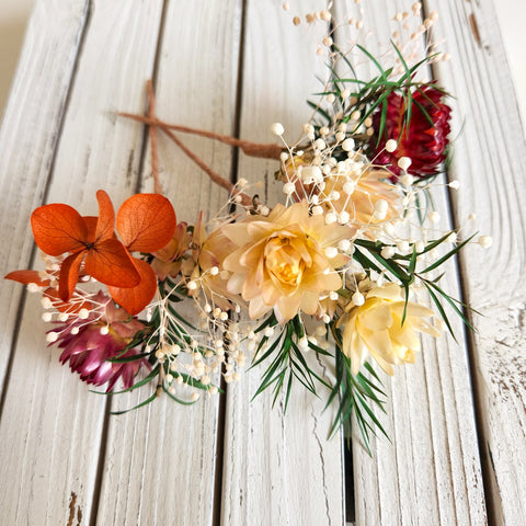Dried Flower Hair Pins, Paper Daisy, Cream, Maroon, Wedding Headpiece, Hair Accessories