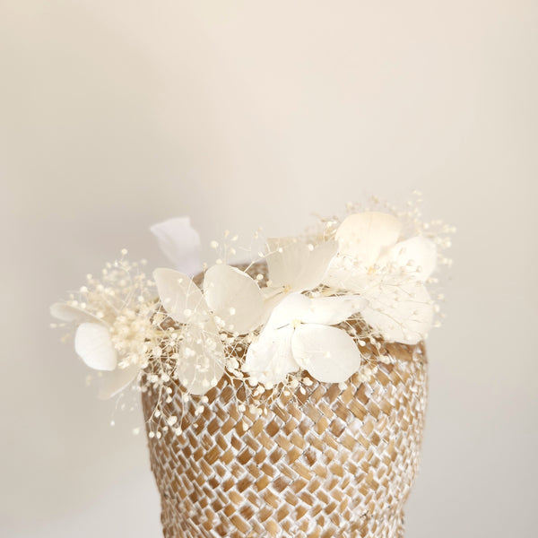 Dainty Ivory Dried Flower Crown, Wedding Headpiece, Kid's Birthday