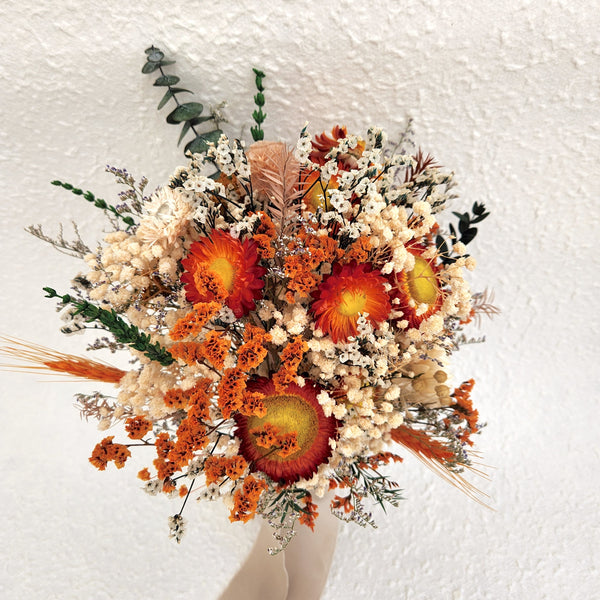 Rustic Dried Flower Wedding Bouquet, Paper Daisy, Autumn Theme, Wedding Flower