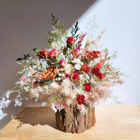 Rustic Flower Tree Vase Arrangement, Purple Tone, Wedding Flower, Centrepiece, Home Decoration