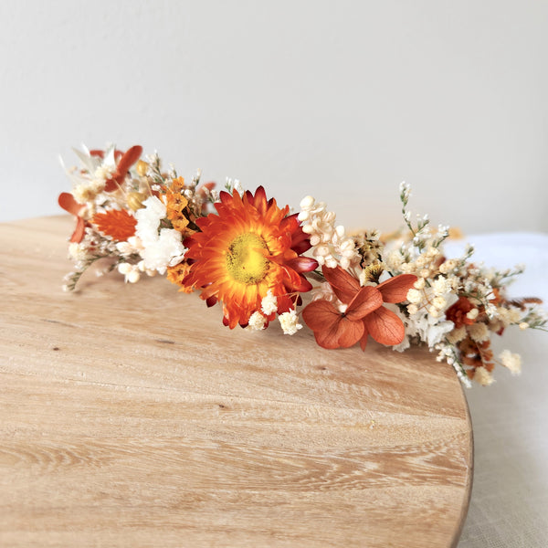 Orange Flower Crown,  Dainty Dried Flower Crown, Wedding Flower, Event Flower