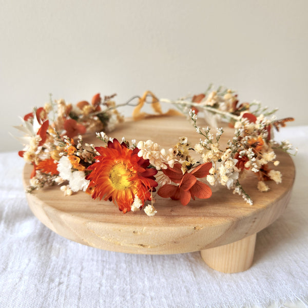 Orange Flower Crown,  Dainty Dried Flower Crown, Wedding Flower, Event Flower