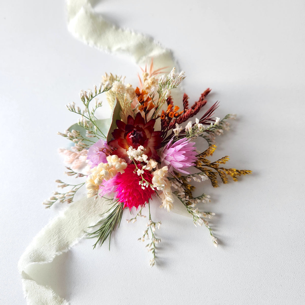 Wildflower Corsage, Colourful Dried Flower Corsage, Wedding Floral, Ev ...