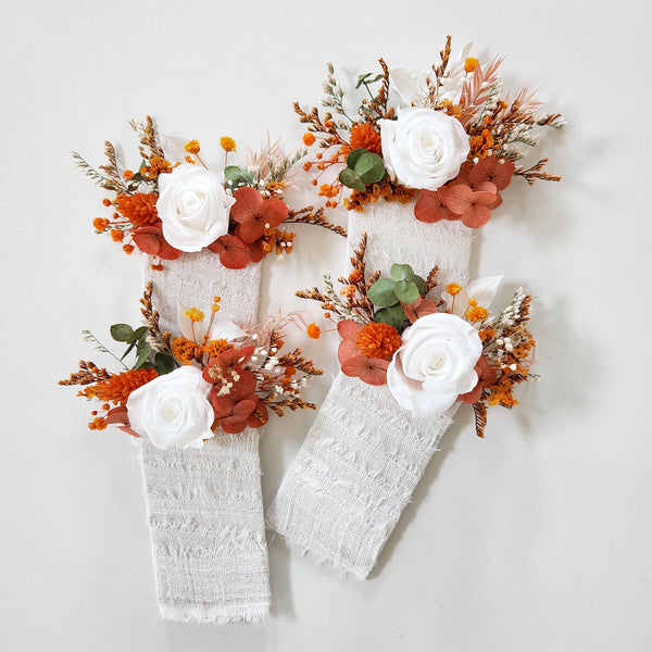 Burnt Orange Dried Flower Wedding Bouquet