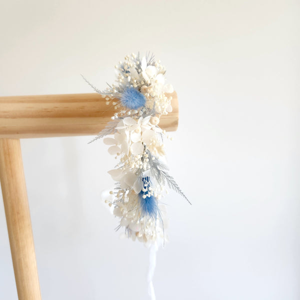 Dusty Blue Dried Flower Crown, Hair Comb, Corsage, Wedding Flowers, Event Flowers